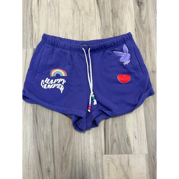 Playboy by Pacsun Women’s Large Purple Happy Camper Lounge Hiking Shorts - Picture 1 of 4